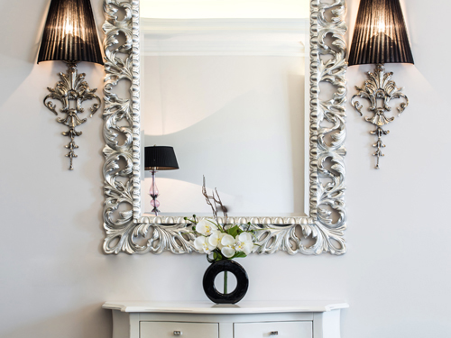 Matching Sconce Light and Mirror Set