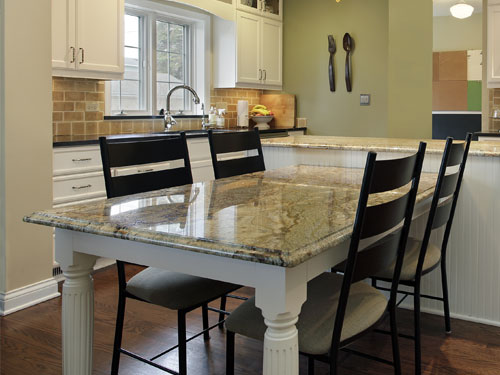 quartz kitchen table with storage